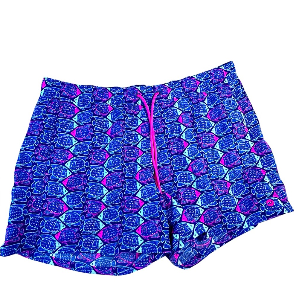 Vineyard Vines Blue and Pink Fish Print Shorts